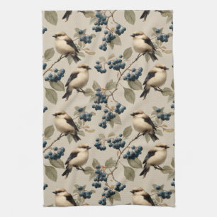 Linge De Cuisine Motif sans couture vintage oiseau et myrtille