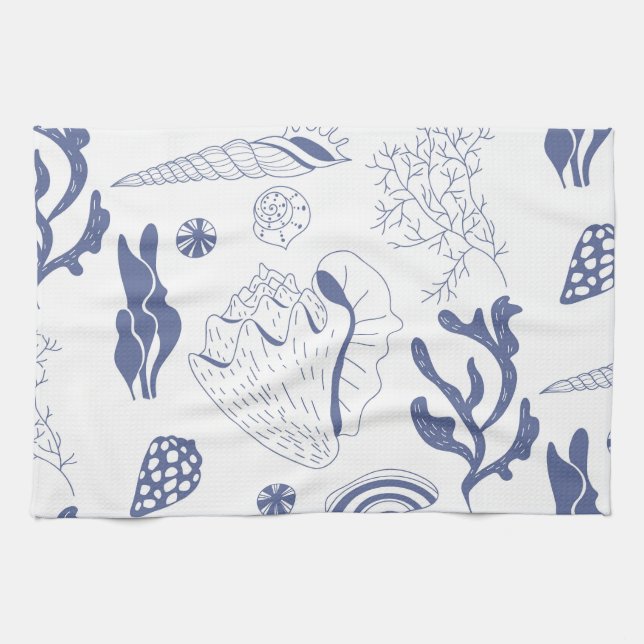Linge De Cuisine Motif sans joint avec coquillages (Horizontal)