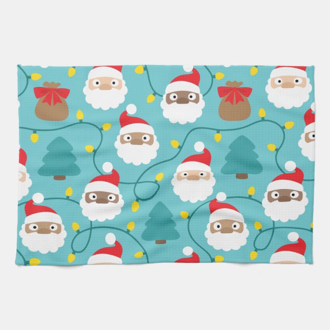 Linge De Cuisine Motif Santa Clauses (Horizontal)