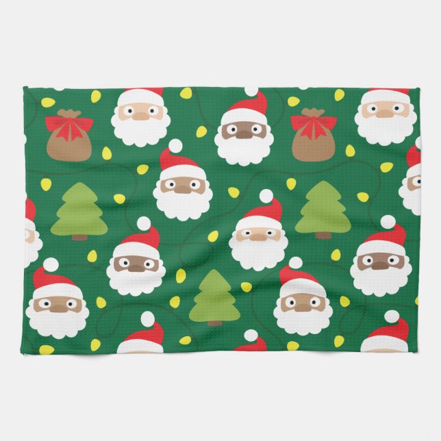Linge De Cuisine Motif Santa Clauses (Horizontal)