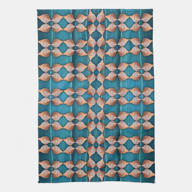 Linge De Cuisine Motif Sea Shell, Bleu (Vertical)