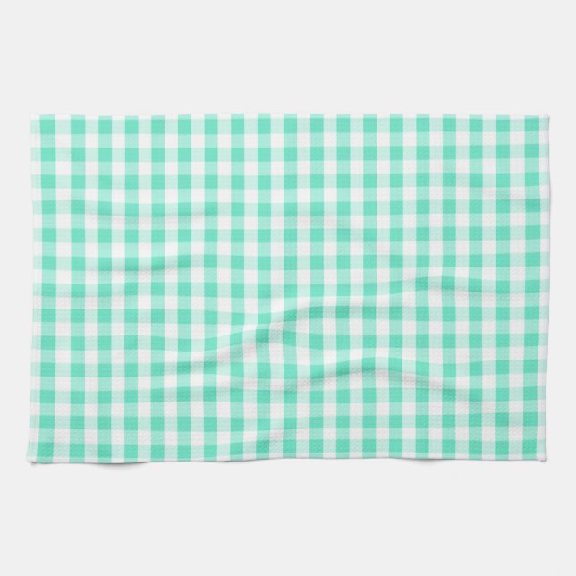 Linge De Cuisine Motif Seafoam Green & White En vichy (Horizontal)