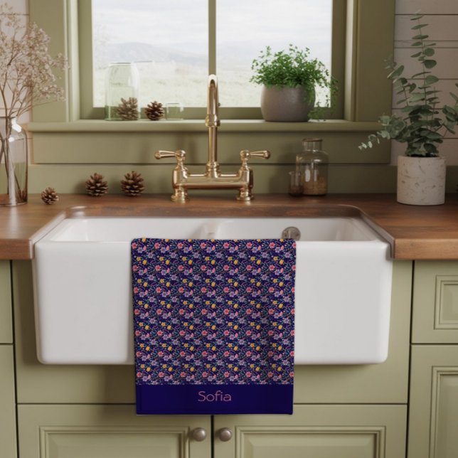 Linge De Cuisine Motif simple de fleur sauvage bleue (Créateur téléchargé)