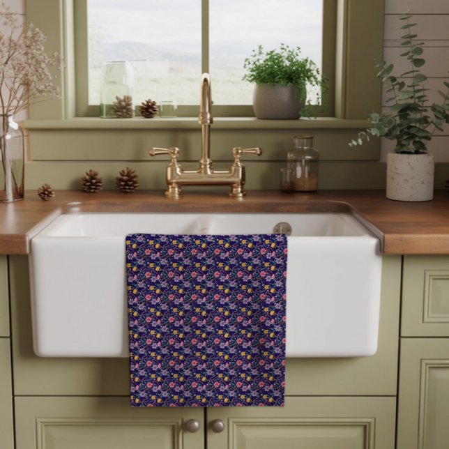 Linge De Cuisine Motif simple de fleur sauvage bleue  (Créateur téléchargé)