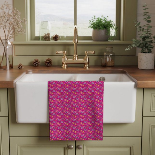 Linge De Cuisine Motif simple de fleur sauvage rose  (Créateur téléchargé)