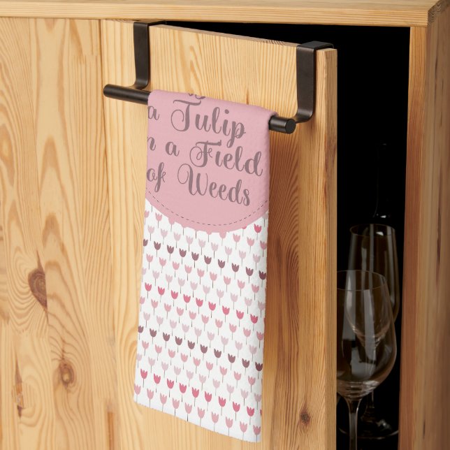 Linge De Cuisine Motif simple de tulipe rose (Pliage en tiers)