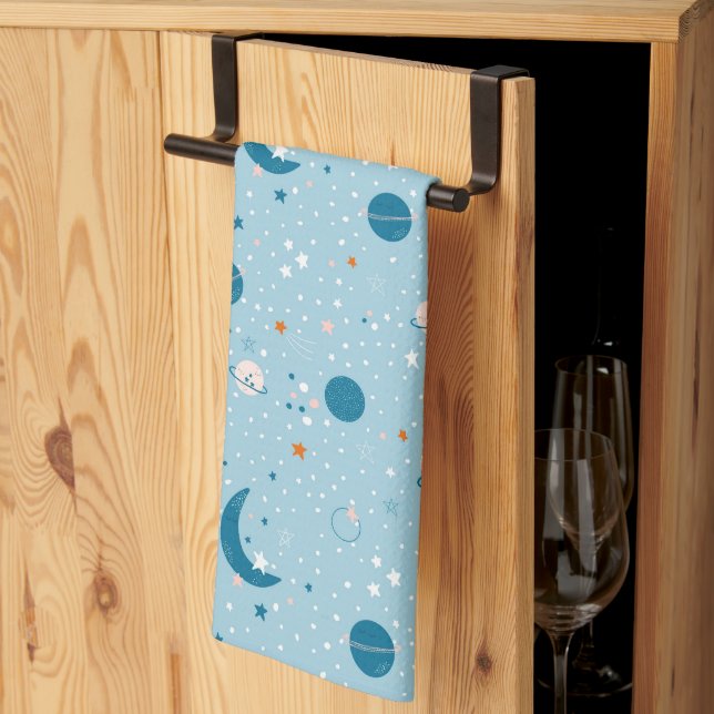 Linge De Cuisine Motif Sky & Space bleu (Pliage en tiers)