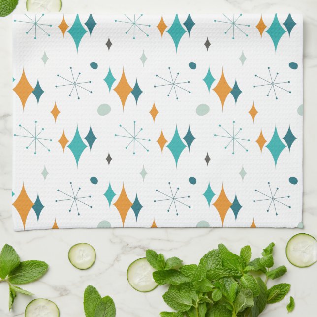Linge De Cuisine Motif Starburst Mid Century Modern (Plié)