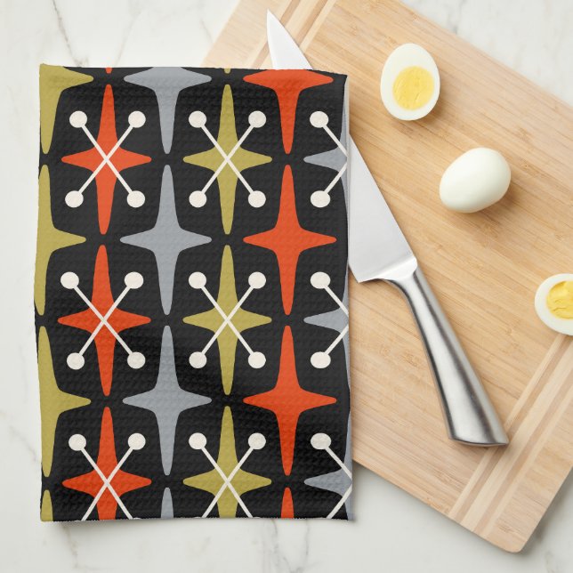 Linge De Cuisine Motif Starburst moderne du milieu du siècle (Quart Plié)