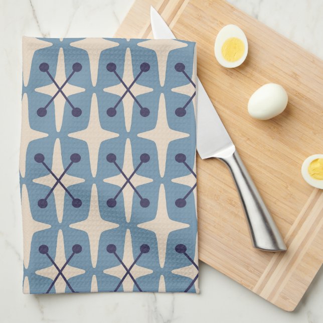 Linge De Cuisine Motif Starburst moderne du milieu du siècle (Quart Plié)