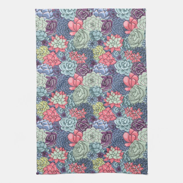 Linge De Cuisine Motif succulent coloré (Vertical)
