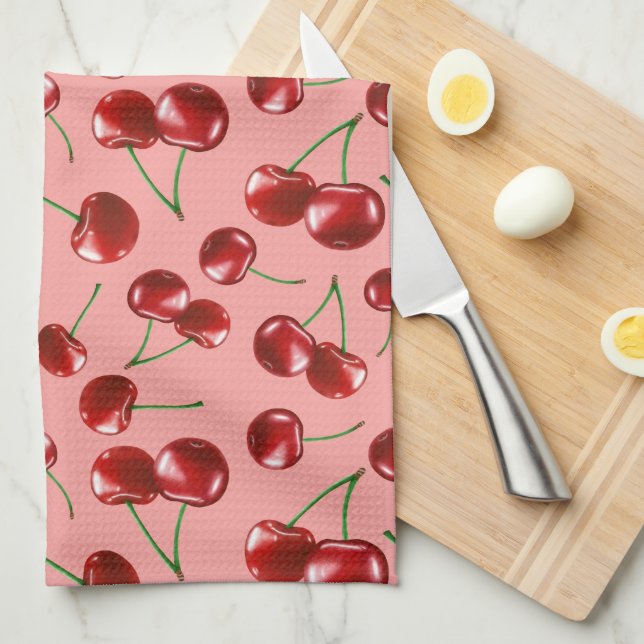 Linge De Cuisine Motif Sweet Red Cherry (Quart Plié)