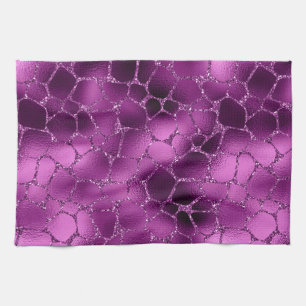 Linge De Cuisine Motif Taches de Girafe Ombré Violet Pailleté Glamo