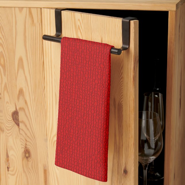 Linge De Cuisine Motif texturé en mosaïque rouge (Pliage en tiers)