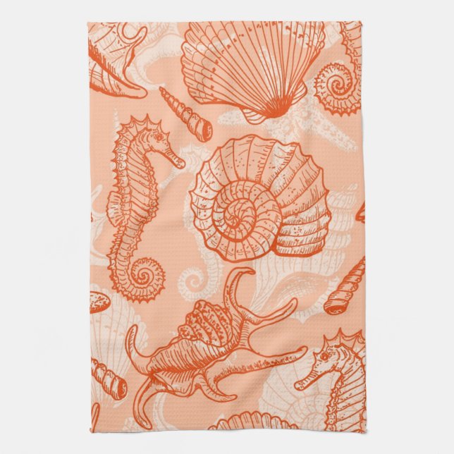 Linge De Cuisine Motif tiré par la main de mer (Vertical)