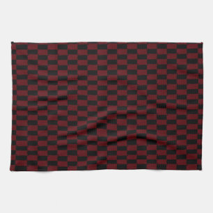 Linge De Cuisine Motif tissé noir et rouge de Bourgogne profonde