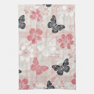 Linge De Cuisine Motif toile de fond botanique papillon vintage (3)