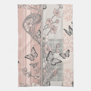Linge De Cuisine Motif toile de fond botanique papillon vintage (4)