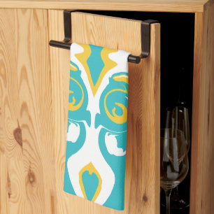 Linge De Cuisine Motif torride en Turquoise et Jaune