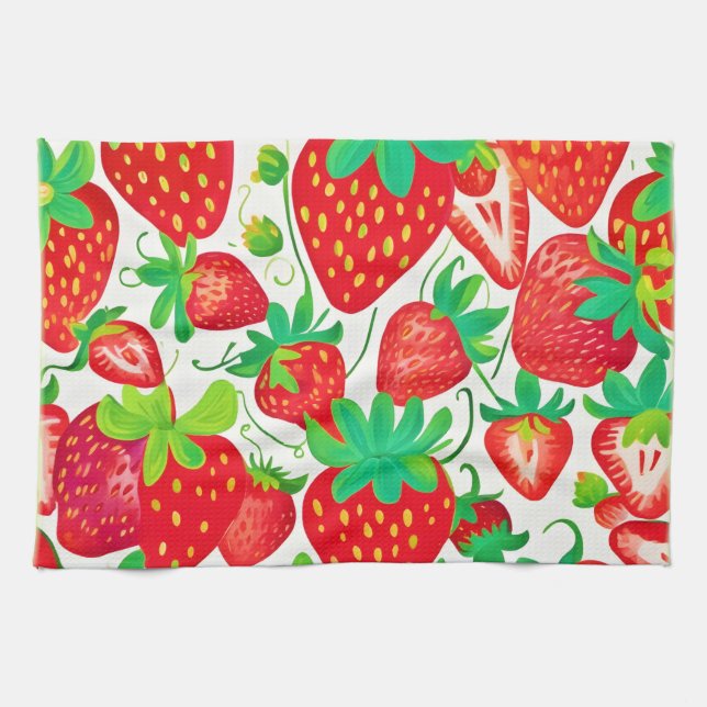 Linge De Cuisine Motif Tourbillon de Fraise (Horizontal)