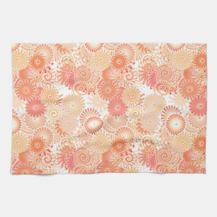 Linge De Cuisine Motif tourbillon fractal, nuances de corail et pêc