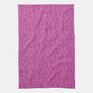 Linge De Cuisine Motif tourbillon japonais - bordeaux et rose pâle