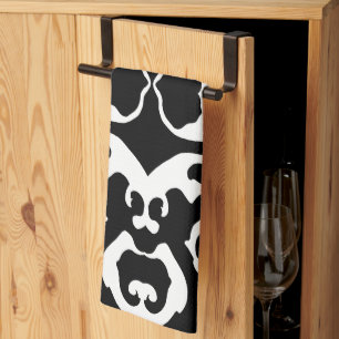 Linge De Cuisine Motif tourbillonnant en noir et blanc