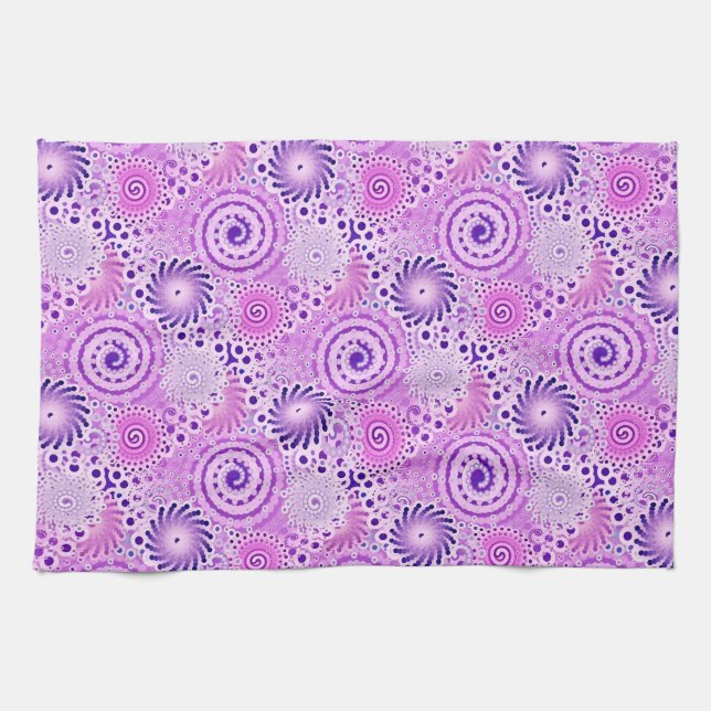 Linge De Cuisine Motif tourbillonnant fractal, violet, orchidée (Horizontal)