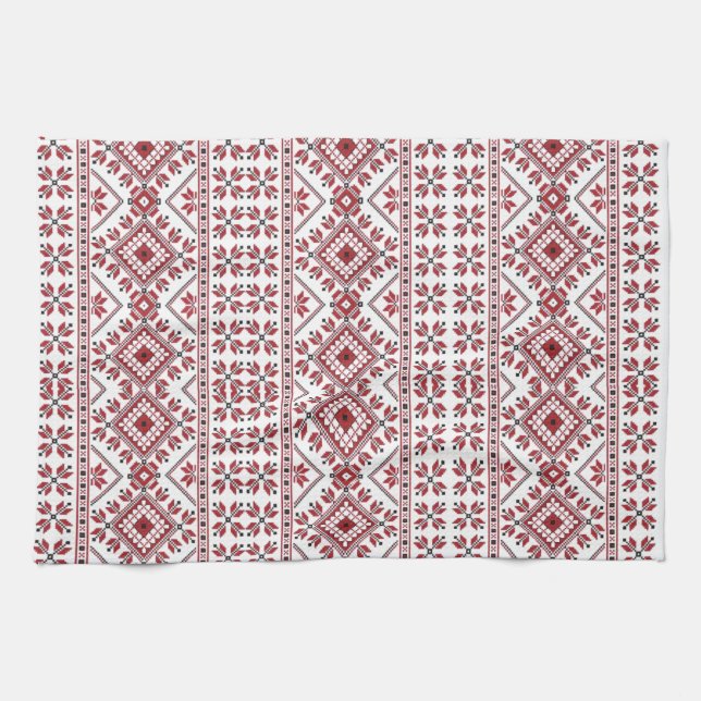 Linge De Cuisine Motif traditionnel, Motif traditionnel roumain T-S (Horizontal)