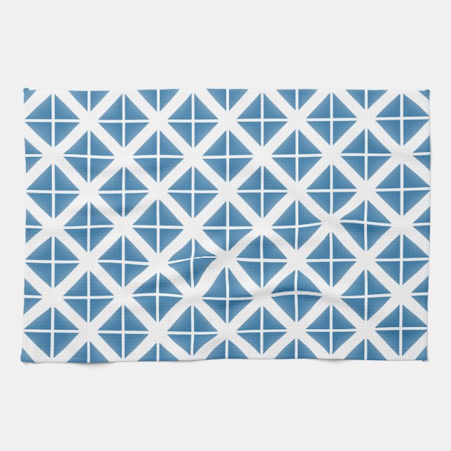 Linge De Cuisine Motif triangle bleu tendance (Horizontal)
