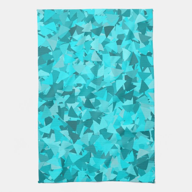 Linge De Cuisine Motif Triangle Bleu Turquoise (Vertical)
