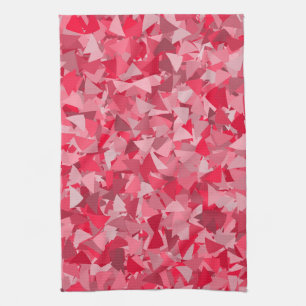 Linge De Cuisine Motif Triangle Rose Rouge