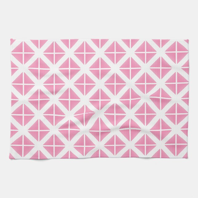 Linge De Cuisine Motif triangle rose tendance (Horizontal)