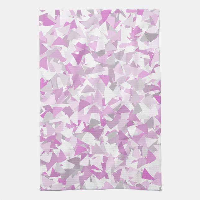 Linge De Cuisine Motif Triangle Rose Violet (Vertical)