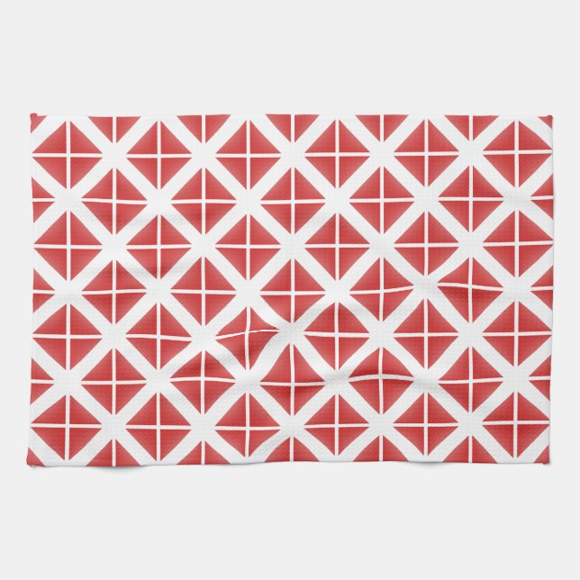 Linge De Cuisine Motif triangle rouge tendance (Horizontal)