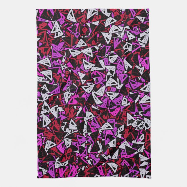 Linge De Cuisine Motif Triangle Rouge Violet (Vertical)