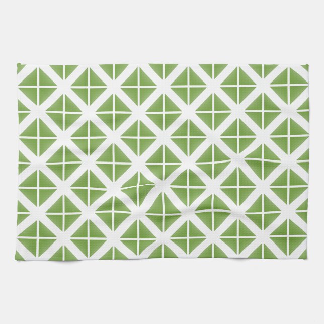 Linge De Cuisine Motif triangle vert tendance (Horizontal)