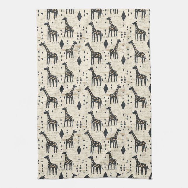 Linge De Cuisine Motif tribal de girafe boho (Vertical)
