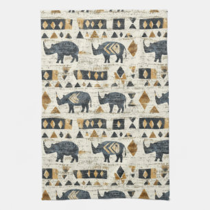 Linge De Cuisine Motif tribal de rhinocéros rustique (1)