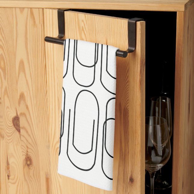 Linge De Cuisine Motif trombone noir et blanc (Pliage en tiers)