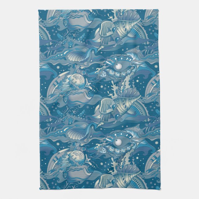 Linge De Cuisine Motif tropical de mer (Vertical)