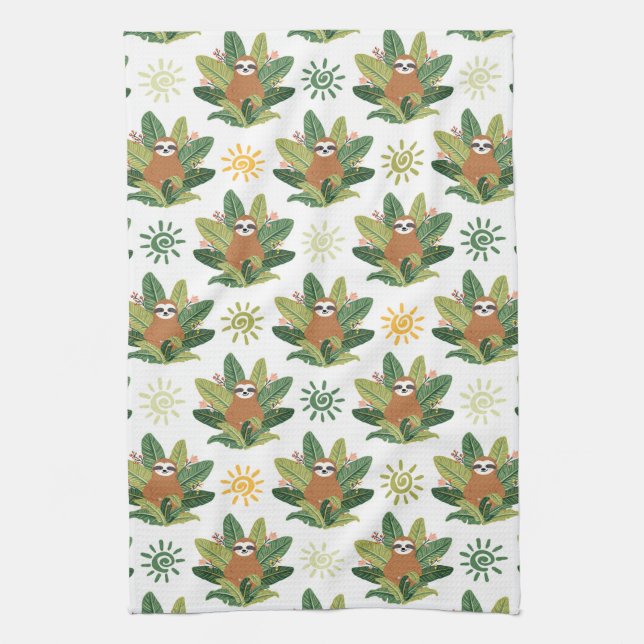 Linge De Cuisine Motif tropical de paresse (Vertical)