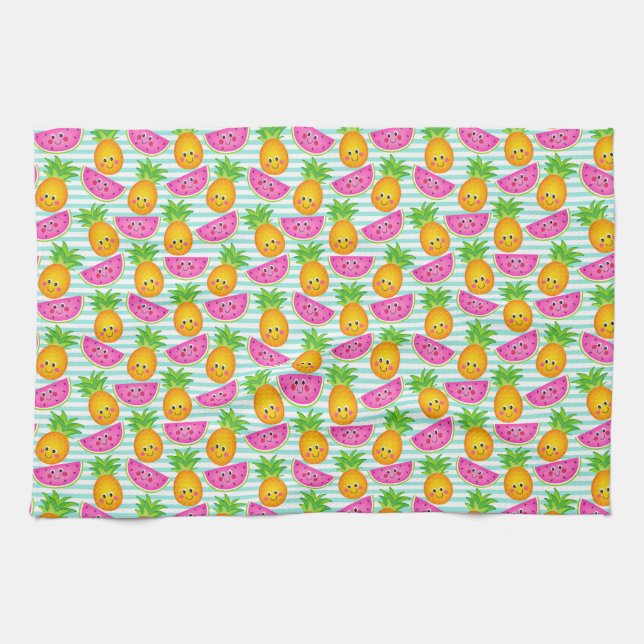 Linge De Cuisine Motif tropical d'été de pinapple et de pastèque (Horizontal)