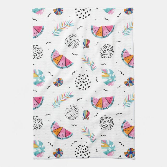 Linge De Cuisine Motif tropical d'été de style de Memphis (Vertical)