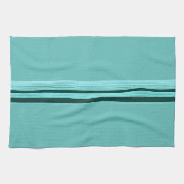 Linge De Cuisine Motif Turquoise à rayures modernes (Horizontal)