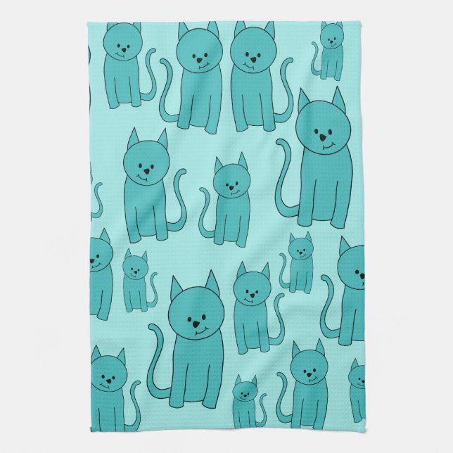 Linge De Cuisine Motif turquoise des chats mignons (Vertical)