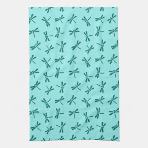 Linge De Cuisine Motif, turquoise et Aqua japonais de libellule