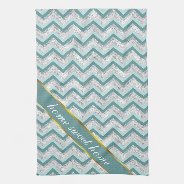 Linge De Cuisine Motif turquoise et Crystal Zigzag (Vertical)
