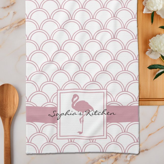 Linge De Cuisine Motif vague Art déco Flamant rose (Créateur téléchargé)
