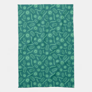 Linge De Cuisine Motif vert de microbes